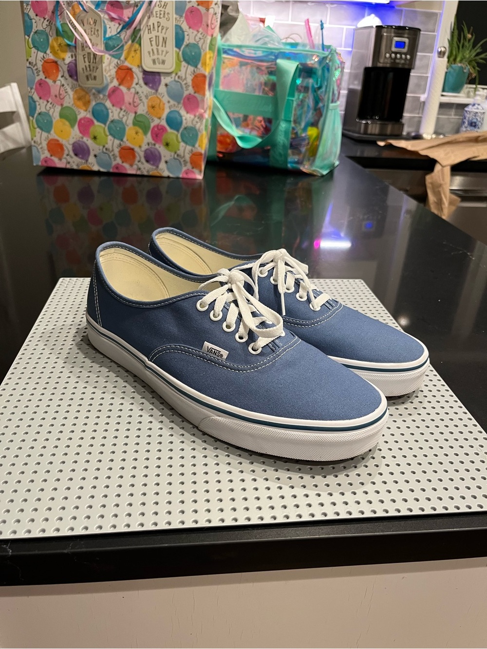 Vans Low Top Canvas Sneakers in Blue with White Laces